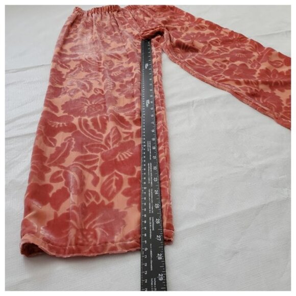 Magid Bernard Peach Silk 2-Pc Velvet Burnout Floral Vintage Chic Loungewear Sz S - Picture 16 of 16